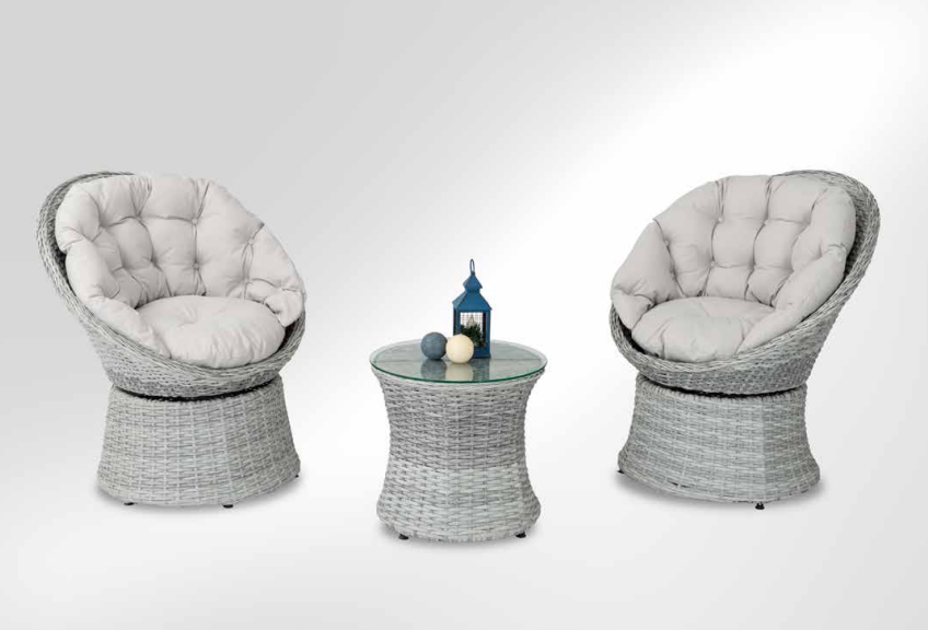 lyon Rattan Bistro Takımı Gri lyon Rattan Bistro Takımı Gri